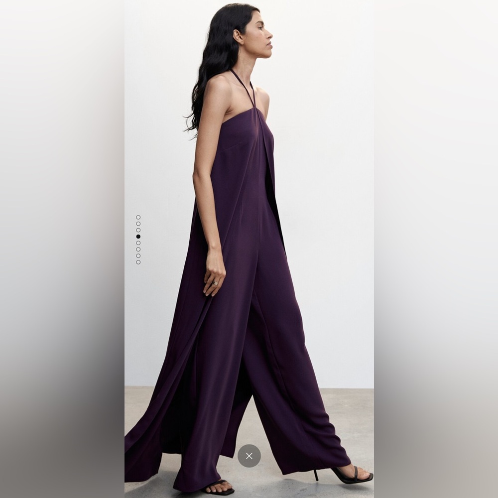 Mango Purple Women's Open Back Halter Jumpsuit
